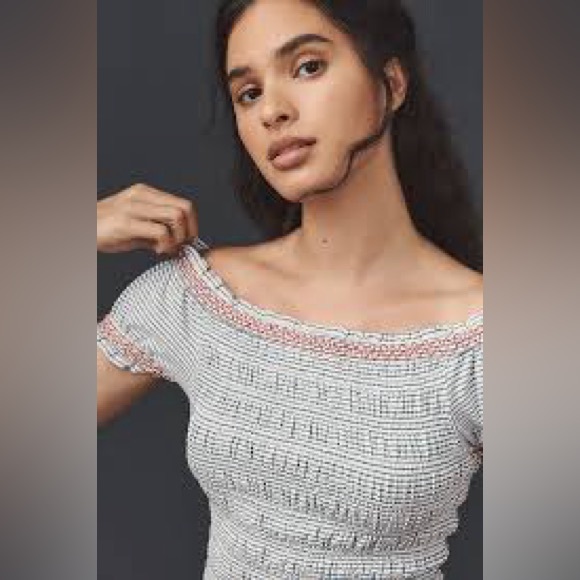 Maeve by Anthropologie- Off-The-Shoulder Smocked Top - Large - NWT - Picture 3 of 14